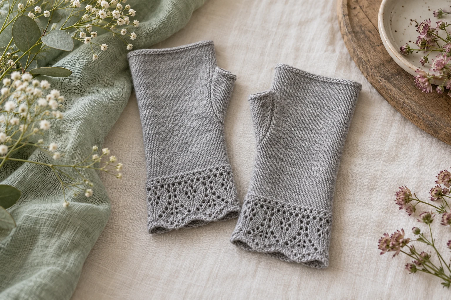 Митенки из трикотажа с кружевом: простая выкройка по своей руке