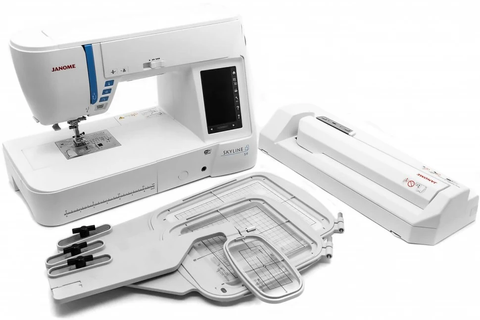 Janome Skyline S9: машина, блок и рамки разных размеров