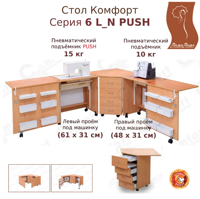 Стол для шитья Комфорт-6L_N PUSH — вид или схема 1